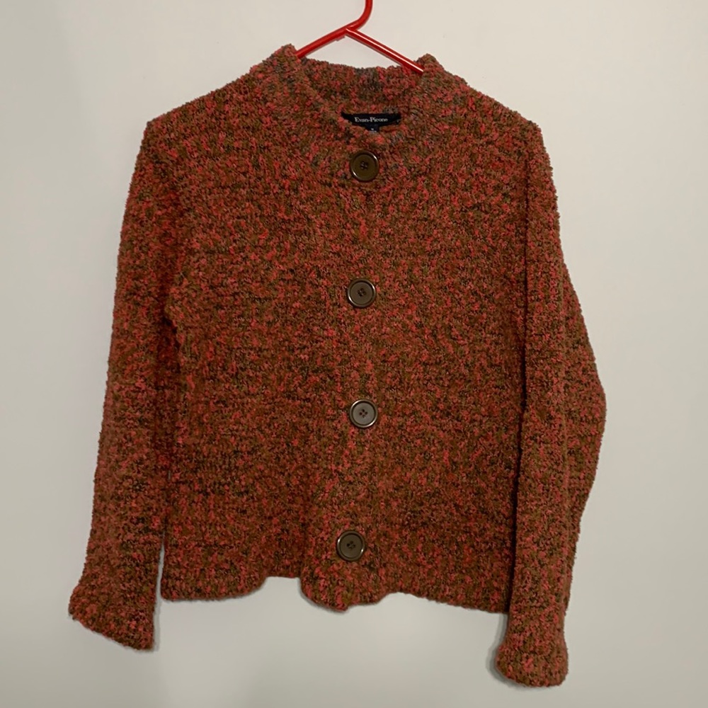Evan-Picone Pink and Green Cardigan